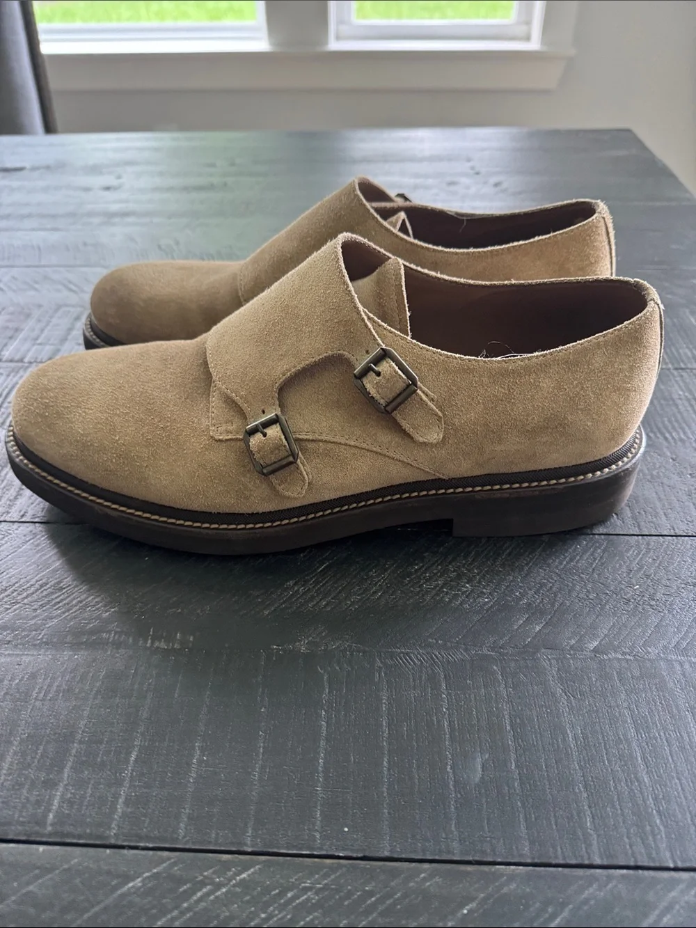 EUC Brunello Cucinelli  Double Monk Strap Suede Shoes - Beige